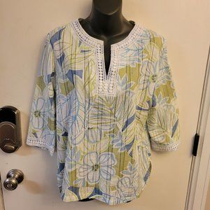 Alfred Dunner Floral 3/4 sleeve Tunic